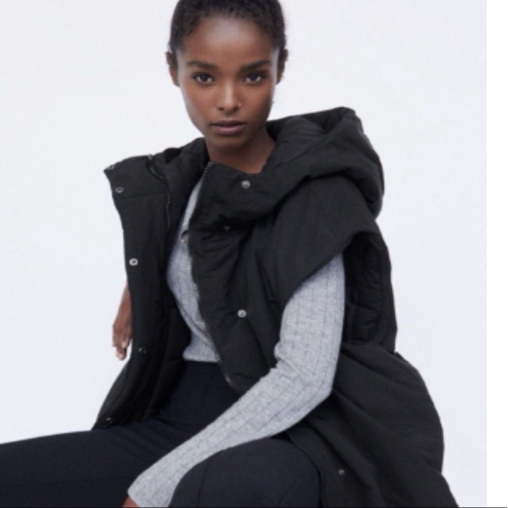 Long Quilted Hooded Puffer Vest